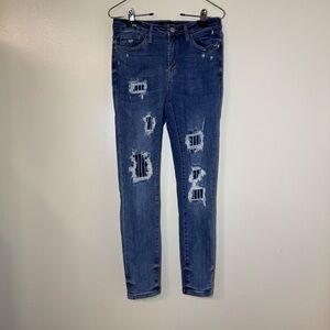 Judy Blue Distressed Patchwork Skinny Jeans